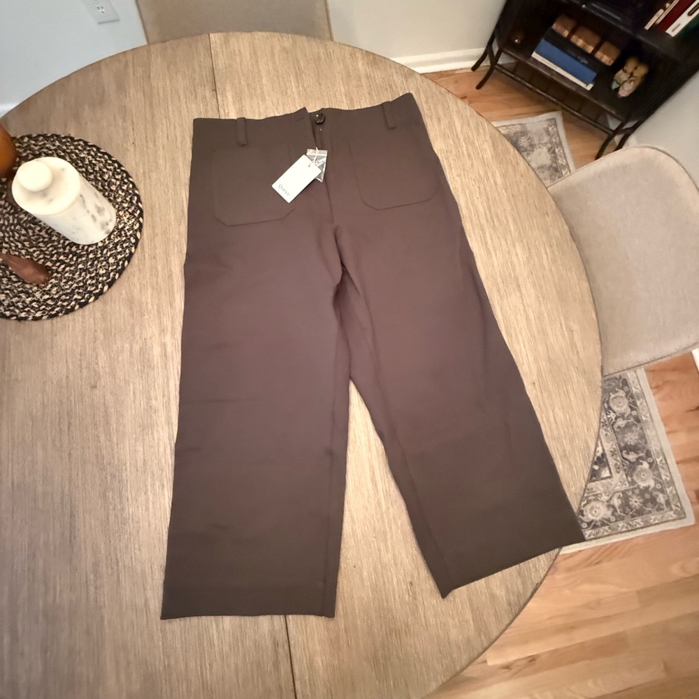 Quince Ultra-Stretch Ponte Cropped Wide Leg Pants- Olive New with tag - Picture 5 of 7